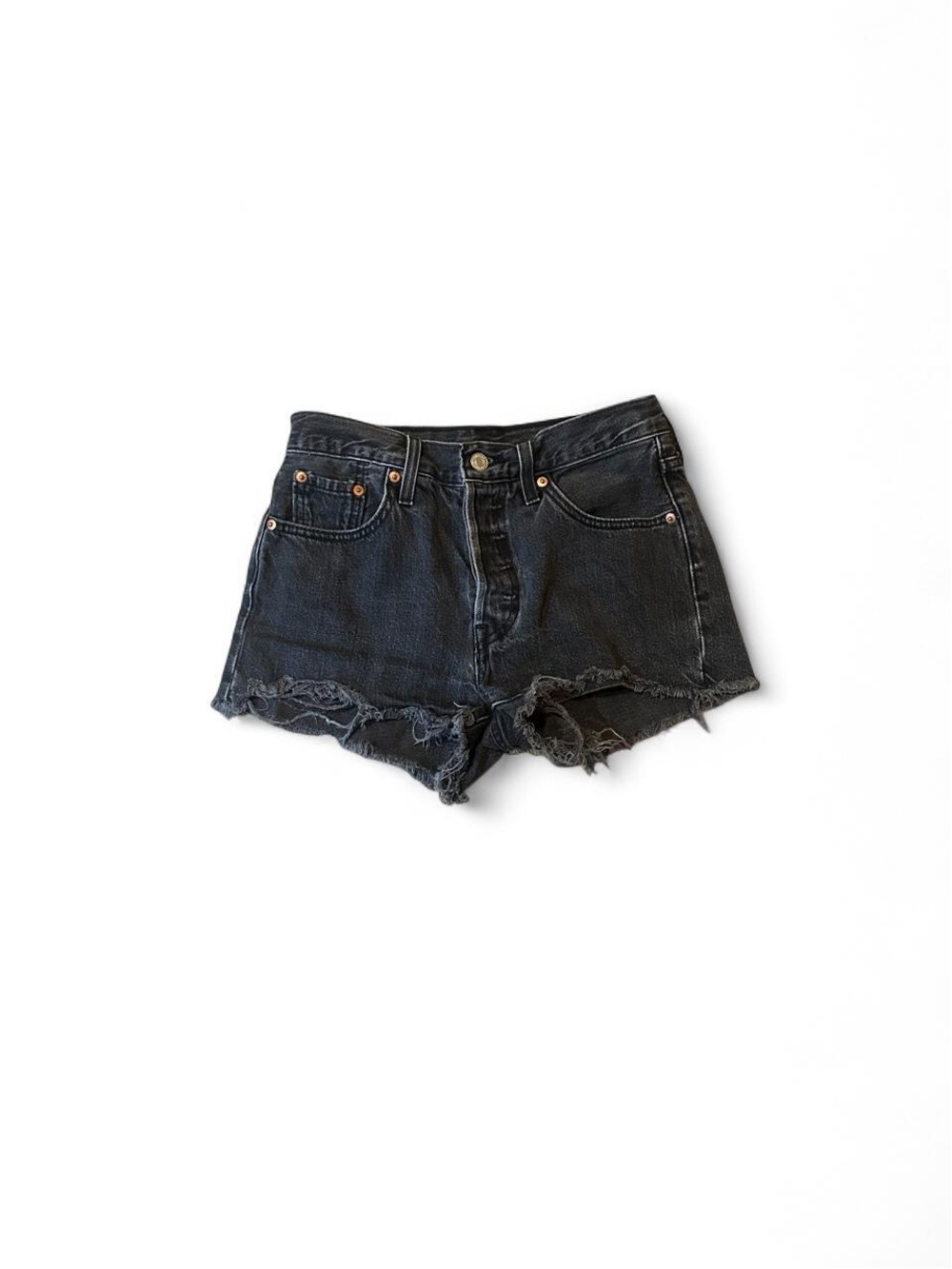 Levi's 501 Black Distressed Cutoff Denim Shorts